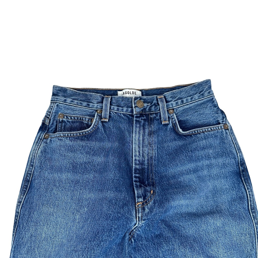 AGOLDE Pinch Waist High Rise Straight Leg Jeans Blue Cotton A095-811 Size 25 - Picture 3 of 10
